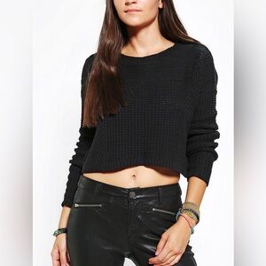 Silence + Noise Cropped Cable Knit Oversized Fall Sweater Size Small